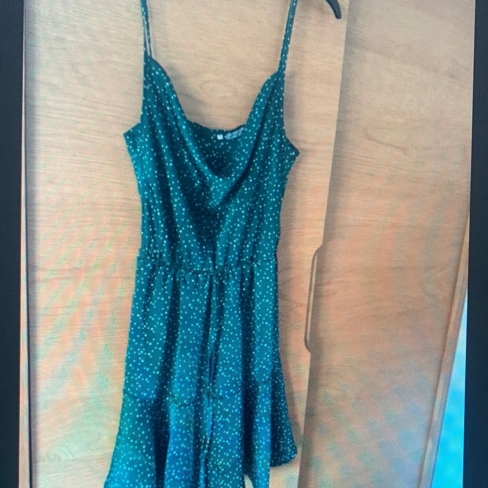 Teal Spaghetti Strap Mini Dress